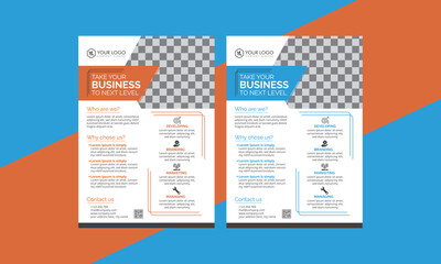 Business flyer design corporate flyer template geometric shape poster design brochure gradient abstract magazine background space for photo