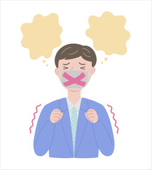 Business man who tries not to say what he wants to say 言いたいことを我慢しているサラリーマン