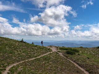 hiking in the mountains