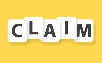 claim banner on yellow background - vector illustration
