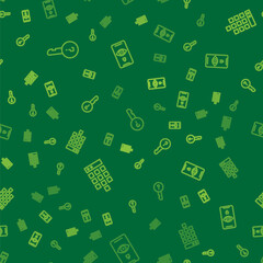 Fototapeta premium Set line Undefined key, Password protection and Eye scan on seamless pattern. Vector