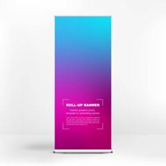 Roll-up banner design, liquid gradient background, advertising banner