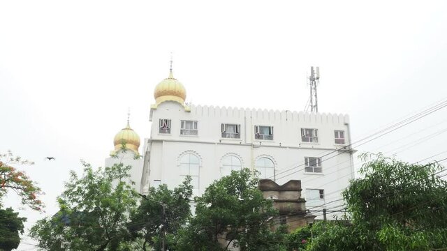 KOLKATA, INDIA - May 02, 2021: Gurudwara Sant Kutiya is the religious place of the Sikhs.There is a small stage type structure on which Guru Granth Sahib the holy book of the Sikhs