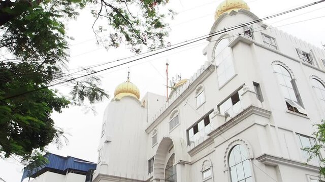 KOLKATA, INDIA - May 02, 2021: Gurudwara Sant Kutiya is the religious place of the Sikhs.There is a small stage type structure on which Guru Granth Sahib the holy book of the Sikhs