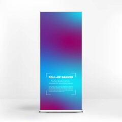 Roll-up banner design, liquid gradient background, advertising banner