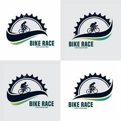 bike vintage logo template gear and cyclist illustration © Shofyan