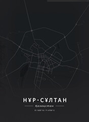 Map of Nur Sultan, Kazakhstan
