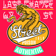 Illustration vector skull with snake tattoo design and background