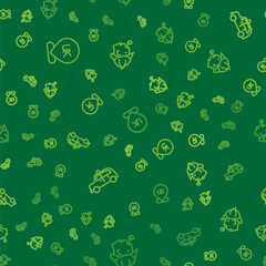 Set line Location England, Taxi car and Sherlock Holmes on seamless pattern. Vector