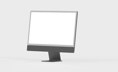 Computer display mock up with blank white screen. Stylish desktop computer mockup. new in 3d