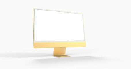 Realistic flat screen computer monitor 3de style mockup with blank screen isolated 3d