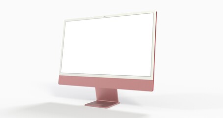 Realistic flat screen computer monitor 3de style mockup with blank screen isolated 3d