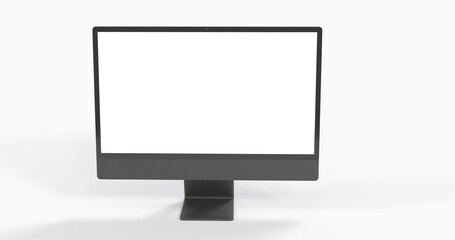 Realistic flat screen computer monitor 3de style mockup with blank screen isolated 3d
