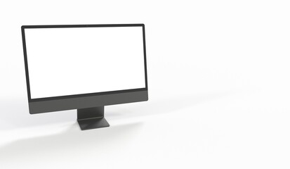 Realistic flat screen computer monitor 3de style mockup with blank screen isolated 3d