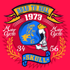 Illustration vector skull motorcycle design