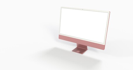 Fototapeta premium Computer display mock up with blank white screen. Stylish desktop computer mockup 3D