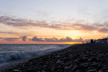 Sunset on the southern coast of Russia. Sochi.