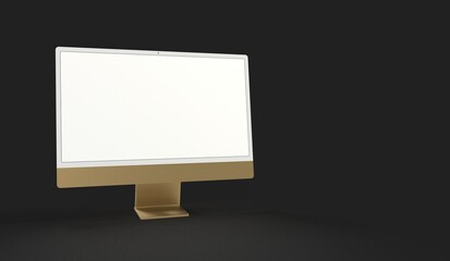 Fototapeta premium Computer display mock up with blank white screen. Stylish desktop computer mockup 3D