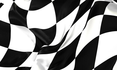 White and black flag checkered for race. 3d