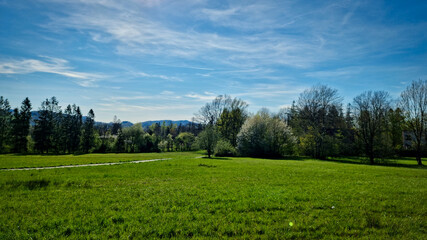 Fototapeta premium Widok na park miejski. Ustroń, Polska