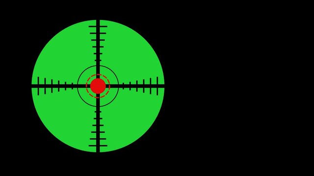 Crosshair or gun sniper scope with red dot on green screen. Optical sight for editing. Alpha Channel