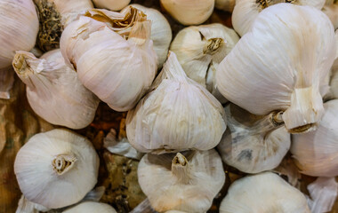 White Garlic at the market in Biarritz, France