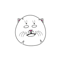 Doodle sheet mask cat. Korean beauty product for face. isolated vector illustration on white background