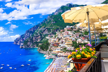 Amalfi coast of Italy. Positano town. one of the most scenic places for summer holidays. Campania