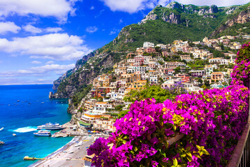 Amalfi coast of Italy. beautiful Positano town. one of the most scenic places for summer holidays....