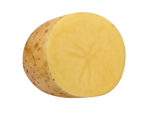 half of a raw potato isolated on a white