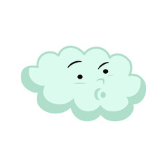 simple cartoon cloud with face, vector illustration 