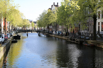Obraz premium One of the traditional channels of the city of Amsterdam