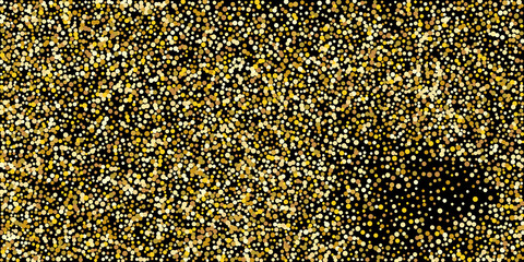 Golden point confetti on a black background. Luxury background.