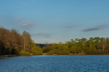 Nadeje pond near Hluboka nad Vltavou town in spring color evening