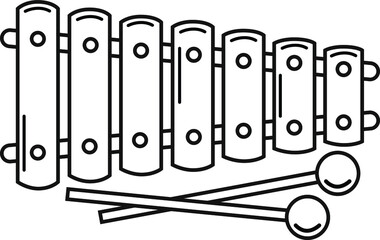 Marimba, xylophone line icon. Vector illustration