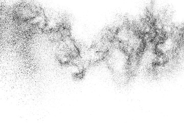 Distressed black texture. Dark grainy texture on white background. Dust overlay textured. Grain noise particles. Rusted white effect. Grunge design elements. Vector illustration, EPS 10.