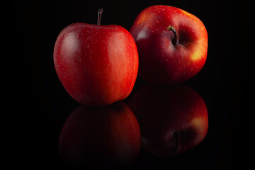 apples on a black background