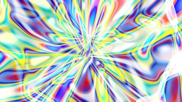 Colorful abstract shapes pulsating, transforming on white. Semi transparent prolate spots radiating, moving, morphing. Chaotic distortion multicolor background. 4K UHD 4096x2304 ultra high definition