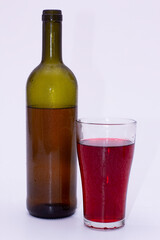 Cocktail drink-orange juice fresh juice with strawberry with lemon orange, mango, pineapple, apple, grapes isolated on white background. High-resolution image