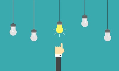 Hand of Businessman Enlightened by Bright Idea Flat Style