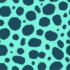 Vector cheetah huid naadloze patroon. Abstracte wilde dieren luipaard vlekken, hand getekende blauwe textuur voor mode printontwerp, stof, dekking, inpakpapier, achtergrond, behang