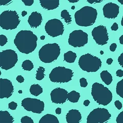 Fotobehang Turquoise Vector cheetah huid naadloze patroon. Abstracte wilde dieren luipaard vlekken, hand getekende blauwe textuur voor mode printontwerp, stof, dekking, inpakpapier, achtergrond, behang