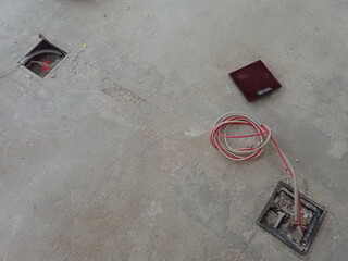 cables and wires during reconstruction inside a house