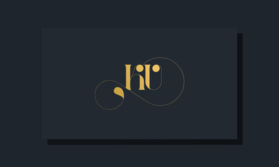 Minimal royal initial letters KU logo
