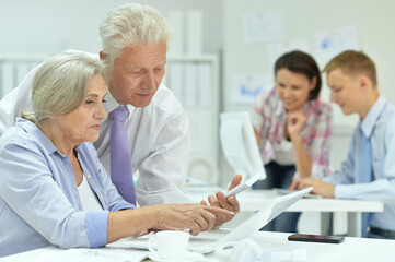 Obraz premium successful senior businesspeople working together