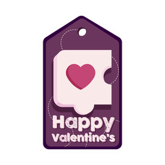 Isolated Valentines day ticket happy purple letter love poster icon- Vector