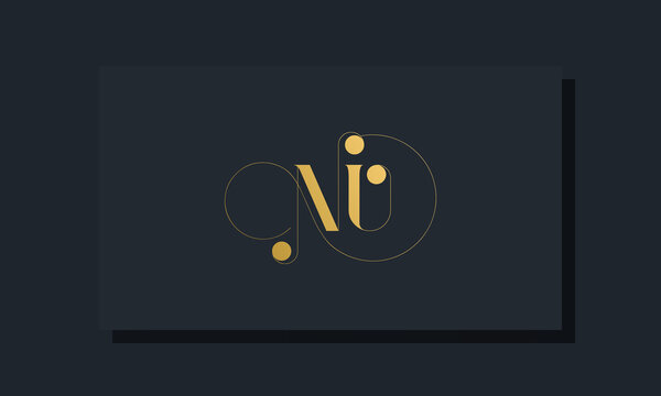 Minimal royal initial letters NU logo