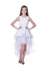 Naklejka premium Happy little girl in dress