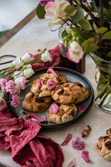 Vegan and gluten free flowers and nuts cookies