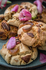 Vegan and gluten free flowers and nuts cookies